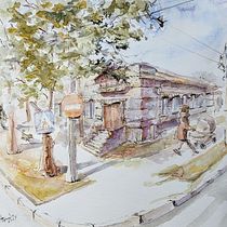My project for course: Architectural Sketching with Watercolor and Ink. Sketching, Drawing, Watercolor Painting, Architectural Illustration, Sketchbook & Ink Illustration project by Alyona Tarasova - 02.04.2024