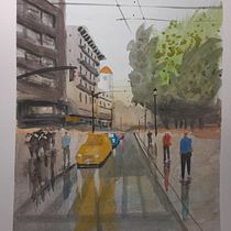 Mi proyecto del curso: Paisajes urbanos en acuarela Ein Projekt aus dem Bereich Bildende Künste, Aquarellmalerei und Architektonische Illustration von albertonadamas - 06.02.2024