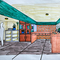Mi proyecto del curso: Dibujo arquitectónico: la perspectiva de un punto. Un projet de Design , Architecture, Pa, sagisme et Illustration architecturale de Omar Leoncio Espíritu Nicasio - 05.02.2024