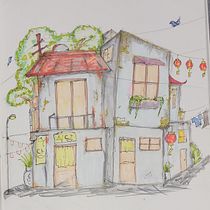 My project for course: Expressive Architectural Sketching with Colored Markers. Sketching, Drawing, Architectural Illustration, Sketchbook & Ink Illustration project by Nailton Oliveira - 02.08.2024