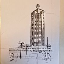 Mein Abschlussprojekt für den Kurs: Urbane Architekturskizzen mit Tusche. Traditional illustration, Sketching, Drawing, Architectural Illustration & Ink Illustration project by tanja_holzhey - 02.08.2024
