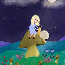 Lune escargote : Illustration jeunesse sur Procreate : créez une scène magique. Ilustração digital, Ilustração infantil, Pintura digital, e Álbum ilustrado projeto de Anna Mnèse - 10.02.2024