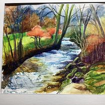 My project for course: Painting Realistic Watercolor Landscapes. Projekt z dziedziny  Sztuki piękne,  Malarstwo, Sketching, Malowanie akwarelą, Ilustracja naturalist i czna użytkownika Sonia Maltais - 09.02.2024