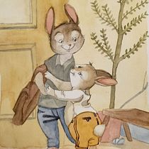Conejitos. Traditional illustration, Fine Arts, Painting, Drawing, Watercolor Painting, Children's Illustration, and Narrative project by mariaeugeniaperezgarcia - 02.12.2024