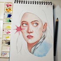 Meu projeto do curso: Retrato ilustrado em aquarela. Un projet de Illustration traditionnelle, Beaux Arts, Peinture, Dessin, Aquarelle, Dessin de portrait , et Dessin artistique de leticvianacontato - 14.02.2024