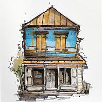 Mon projet du cours : Esquisses d'architecture expressives aux feutres de couleur. Sketching, Drawing, Architectural Illustration, Sketchbook & Ink Illustration project by nathalielandeau - 02.16.2024