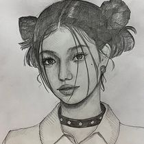 My project for course: Graphite Line Drawing for Portrait Sketchbooking. Fine Arts, Sketching, Drawing, Portrait Drawing, and Sketchbook project by thumprachotethiwaporn - 02.17.2024