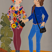 Mon projet du cours : Illustration lifestyle avec des personnages hauts en couleur. Un projet de Illustration traditionnelle, Conception de personnages, Dessin , et Peinture gouache de Clarisse Pons - 18.02.2024