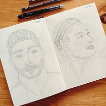 Mi proyecto del curso: Cuaderno de retratos a línea con grafito. Un proyecto de Bellas Artes, Bocetado, Dibujo, Dibujo de Retrato y Sketchbook de Laura - 23.02.2024