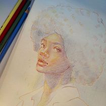 Mi proyecto del curso: Dibujo de retratos llamativos con lápices de colores. Drawing, Portrait Drawing, Sketchbook, and Colored Pencil Drawing project by Iria Ramos - 02.27.2024
