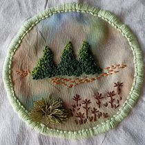 Mi proyecto del curso: Técnicas básicas de bordado y acuarela. Painting, Watercolor Painting, Embroider, and Textile Design project by Adriana Serafini - 02.28.2024