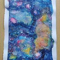 Galaxia . Traditional illustration, Fine Arts, Painting, and Watercolor Painting project by Almendra Román Quiroz - 03.01.2024