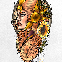 Meu projeto do curso: Design de tatuagem neotradicional. Drawing, Digital Illustration, Tattoo Design, and Digital Drawing project by Paola Felintro da Silva - 03.02.2024