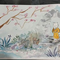 Mi proyecto del curso: Ilustración en acuarela con influencia japonesa. Traditional illustration, Drawing, and Watercolor Painting project by florescespedes6 - 03.06.2024