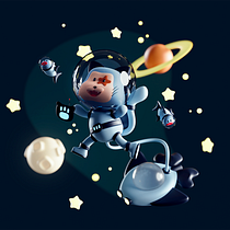 Gatito espacial. Un progetto di 3D, Character design, Modellazione 3D, Character design 3D e Progettazione 3D di Carlos Andrés Ruiz Palacio - 06.03.2024