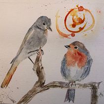 Mein Abschlussprojekt für den Kurs: Illustriere Vögel mit expressiven Aquarelltechniken. Traditional illustration, Watercolor Painting, Realistic Drawing, and Naturalistic Illustration project by sandramariadreyer - 03.07.2024
