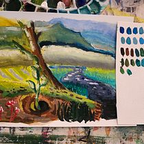 My project for course: Fantasy Landscapes with Watercolor & Gouache. Un progetto di Belle arti, Pittura, Pittura ad acquerello, Illustrazione naturalistica e Pittura gouache di lbbykowski - 07.03.2024