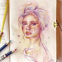 Il mio progetto del corso: Ritratti vivaci con matite colorate. Un progetto di Disegno, Disegno di ritratti, Sketchbook e Disegno con matite colorate di fededede - 10.03.2024