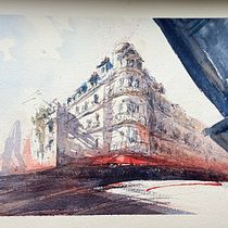 Mein Abschlussprojekt für den Kurs: Architektonische Zeichnung mit Aquarell und Tinte. Sketching, Drawing, Watercolor Painting, Architectural Illustration, Sketchbook & Ink Illustration project by simonewehen - 03.10.2024