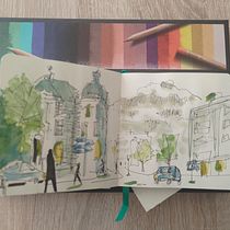 My project for course: Urban Sketching: Create Expressive Cityscapes. Painting, Sketching, Drawing, Watercolor Painting, Sketchbook & Ink Illustration project by alinoel - 03.11.2024