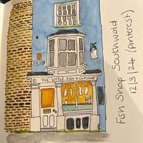 My project for course: Watercolor Urban Illustration: Portray your City. Un progetto di Pittura, Disegno, Pittura ad acquerello e Illustrazione architettonica di vic_c_james - 12.03.2024