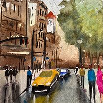 Mi proyecto del curso: Paisajes urbanos en acuarela Ein Projekt aus dem Bereich Bildende Künste, Aquarellmalerei und Architektonische Illustration von cecilialagamma - 13.03.2024