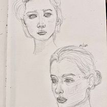 My project for course: Portrait Sketchbooking: Explore the Human Face. Sketching, Drawing, Portrait Drawing, Artistic Drawing, and Sketchbook project by Melisa Lousan - 03.18.2024