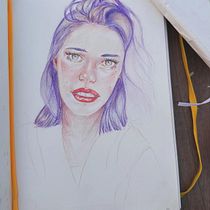 My project for course: Vibrant Portrait Drawing with Colored Pencils. Un progetto di Disegno, Disegno di ritratti, Sketchbook e Disegno con matite colorate di Ruwaida Najeh - 19.03.2024