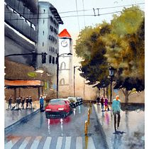 Mein Abschlussprojekt für den Kurs: Stadtlandschaften in Aquarell Ein Projekt aus dem Bereich Bildende Künste, Aquarellmalerei und Architektonische Illustration von Claudia Borchert - 20.03.2024