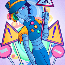 Robot-policeman, final project. Un projet de Conception de personnages, Illustration numérique , et Dessin numérique de veronichka_barkova - 25.03.2024