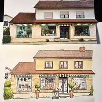 Mein restaurierter Shop :-) . Pintura, Desenho, Pintura em aquarela e Ilustração arquitetônica projeto de watercolorpassionart - 27.03.2024