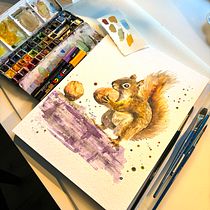 Mi proyecto del curso: Retratos expresivos de animales en acuarela. Un proyecto de Ilustración tradicional, Pintura a la acuarela, Dibujo realista e Ilustración naturalista				 de Maribel González Sigurjóns - 24.03.2024