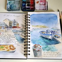 Mon projet du cours : Carnet de voyage à l’aquarelle. Traditional illustration, Watercolor Painting, Architectural Illustration, and Sketchbook project by Claudi Rog - 04.01.2024
