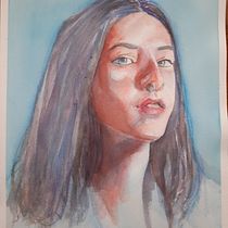 Mi proyecto del curso: Retrato artístico en acuarela. Fine Arts, Painting, Watercolor Painting, and Portrait Drawing project by Daniela Antonaia - 04.01.2024