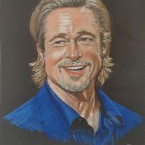 Mi proyecto del curso: Retrato realista al pastel tiza Brad Pitt. Traditional illustration, Fine Arts, Drawing, Portrait Drawing, and Realistic Drawing project by Juan Angel - 04.24.2024