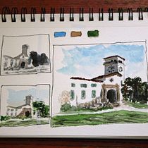 My project for course: Travel Sketches in Watercolor: Capture your Surroundings. Traditional illustration, Painting, Sketching, Drawing, Watercolor Painting, Architectural Illustration, and Sketchbook project by jackie.francis - 04.04.2024