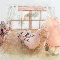 Big bad wolf gone . Traditional illustration, Fine Arts, Painting, Drawing, Watercolor Painting, Children's Illustration, and Narrative project by diegofaria - 04.01.2024