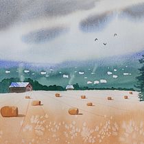 My project for course: Watercolor Landscapes: Experimental Tools and Techniques. Projekt z dziedziny  Sztuki piękne,  Malarstwo i Malowanie akwarelą użytkownika Kata Bagi - 05.04.2024