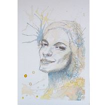 Meu projeto do curso: Retrato experimental com tinta, álcool e chá. Un projet de Beaux Arts, Peinture, Dessin, Illustration à l'encre , et Aquarelle de CLAUDIA VASQUES - 04.04.2024