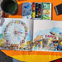Mein Abschlussprojekt für den Kurs: Urban Sketching: Kreiere expressive Stadtlandschaften. Painting, Sketching, Drawing, Watercolor Painting, Sketchbook & Ink Illustration project by Ivo Petschke - 04.05.2024
