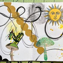 My project for course: Creative Notebook: Experiment with Collage, Stamps, and Decoupage. Ilustração tradicional, Colagem, Papercraft, e Sketchbook projeto de Lisa Gibson - 06.04.2024