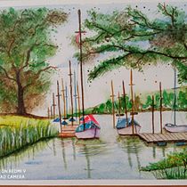 Mon projet du cours : Peinture de paysages marins à l'aquarelle. Painting, Watercolor Painting, and Naturalistic Illustration project by Mila Ochea - 04.07.2024