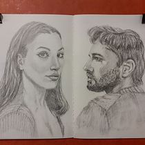 Mi proyecto del curso: Cuaderno de retratos a línea con grafito. Un proyecto de Bellas Artes, Bocetado, Dibujo, Dibujo de Retrato y Sketchbook de mariofanlo - 11.04.2024