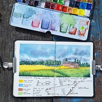 Mon projet du cours : Carnet de voyage à l’aquarelle. Traditional illustration, Watercolor Painting, Architectural Illustration, and Sketchbook project by Cinthia F - 04.12.2024