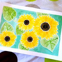 Mi proyecto: Girasoles 🌻. Un progetto di Illustrazione tradizionale, Belle arti, Pittura, Pittura ad acquerello e Teoria del colore di Cristal Moreno Polanco - 15.04.2024