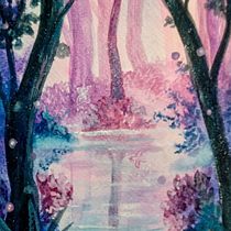 Meu projeto do curso: Pintura de paisagens fantásticas com aquarela e guache. Un progetto di Belle arti, Pittura, Pittura ad acquerello, Illustrazione naturalistica e Pittura gouache di Nayara Guimarães - 18.04.2024