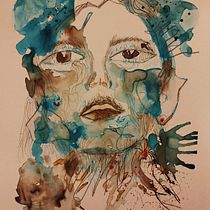 Mi proyecto del curso: Retrato experimental con tinta, alcohol y té. Un projet de Beaux Arts, Peinture, Dessin et Illustration à l'encre de estefanikristina28 - 19.04.2024