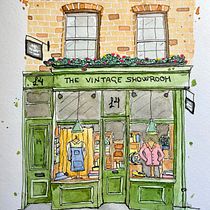 Mi proyecto del curso: Ilustración urbana en acuarela The Vintage Showroom . Un progetto di Pittura, Disegno, Pittura ad acquerello e Illustrazione architettonica di Laura Pita - 21.04.2024