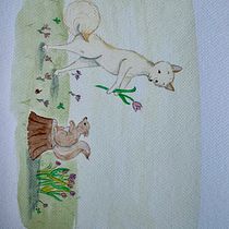 Making new friends. Traditional illustration, Fine Arts, Painting, Drawing, Watercolor Painting, Children's Illustration, and Narrative project by tiffanyddo - 04.23.2024