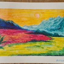 Mijn project van de cursus: Landschappen met pastels: speel met licht. Traditional illustration, Fine Arts, Pencil Drawing, Drawing, and Artistic Drawing project by Linda Franken - 08.24.2023